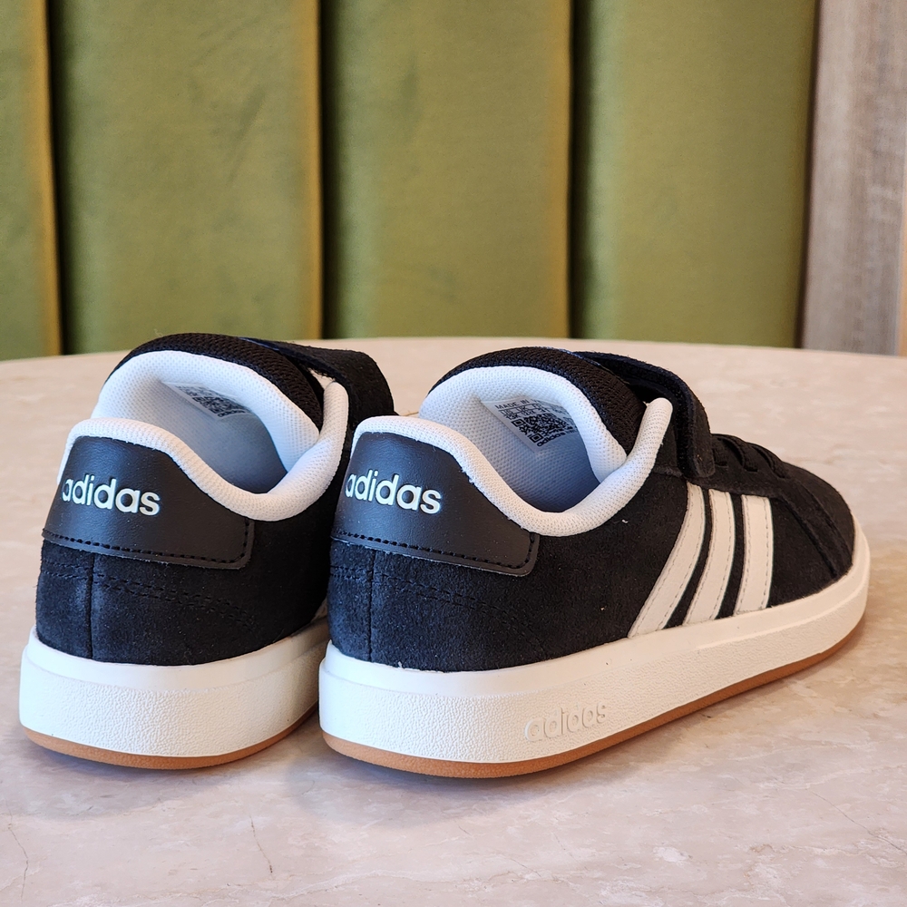 Adidas Grand Court OOs Fastening Strap Casual Sneakers Kids Black Shoes Size 13K - Picture 8 of 10